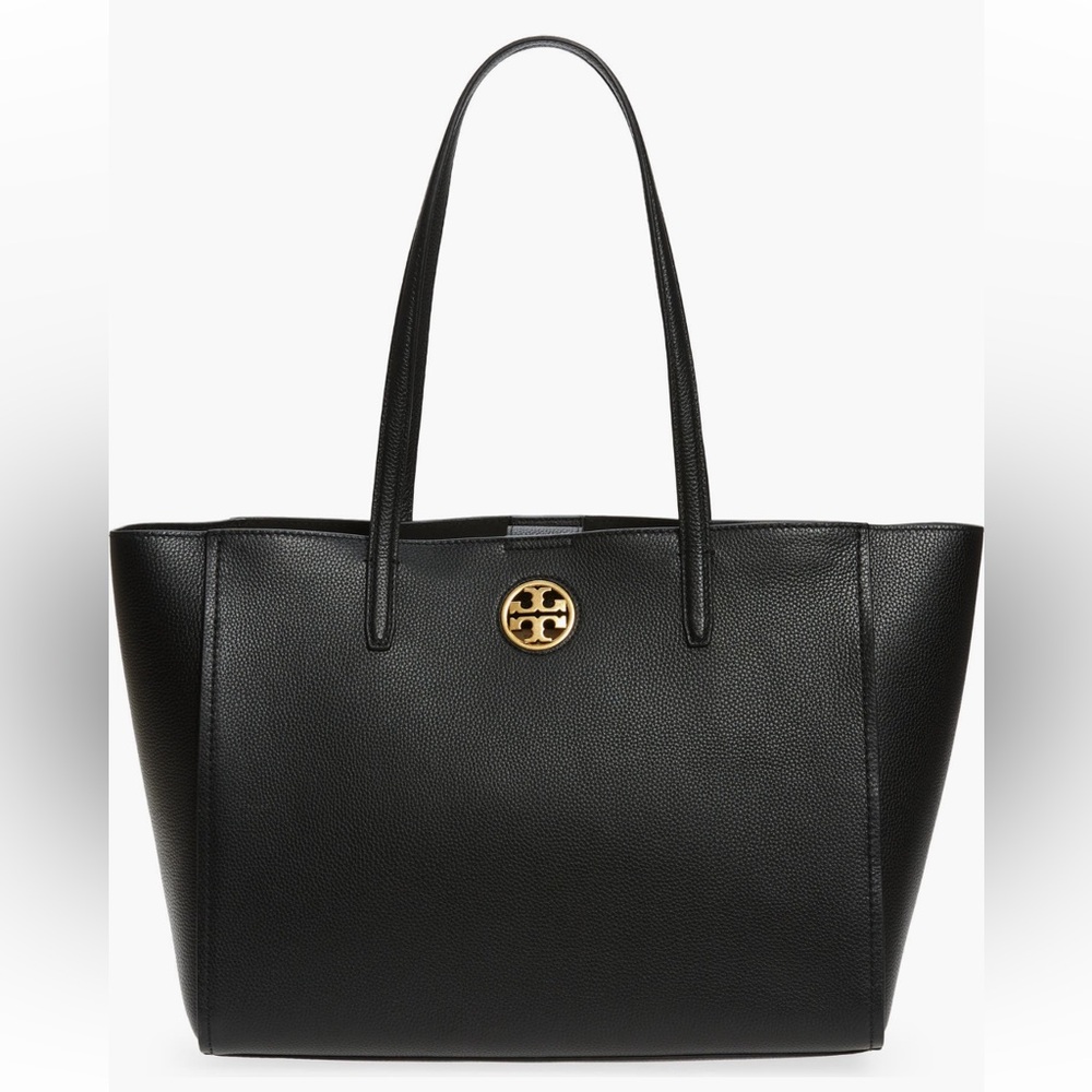 Tory Burch Black Tote with Gold Logo Carson Style Tote Bag